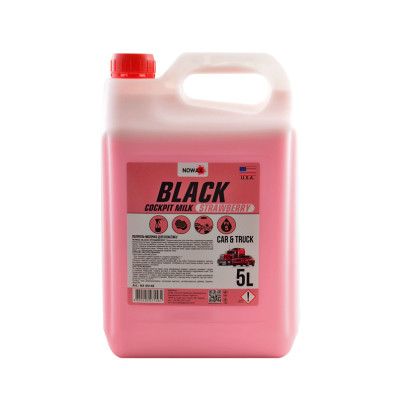 Полироль молочко для пластика 5 л концентрат NOWAX BLACK Cockpit Milk с ароматом Клубники (NX05148)