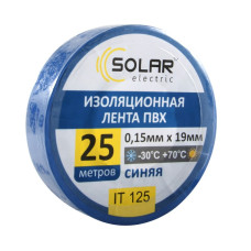 Изолента SOLAR IT125 синяя 25м