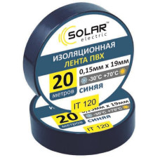 Изолента SOLAR IT120 синяя 20м