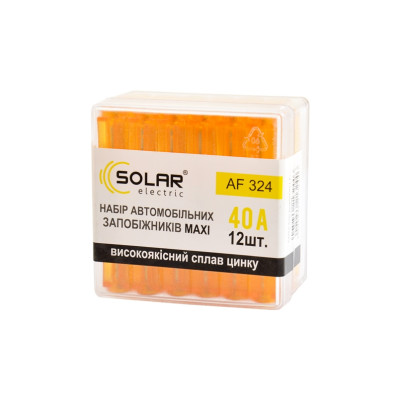 Набор предохранителей MAXI 40А 12шт Solar сплав цинка (AF324)